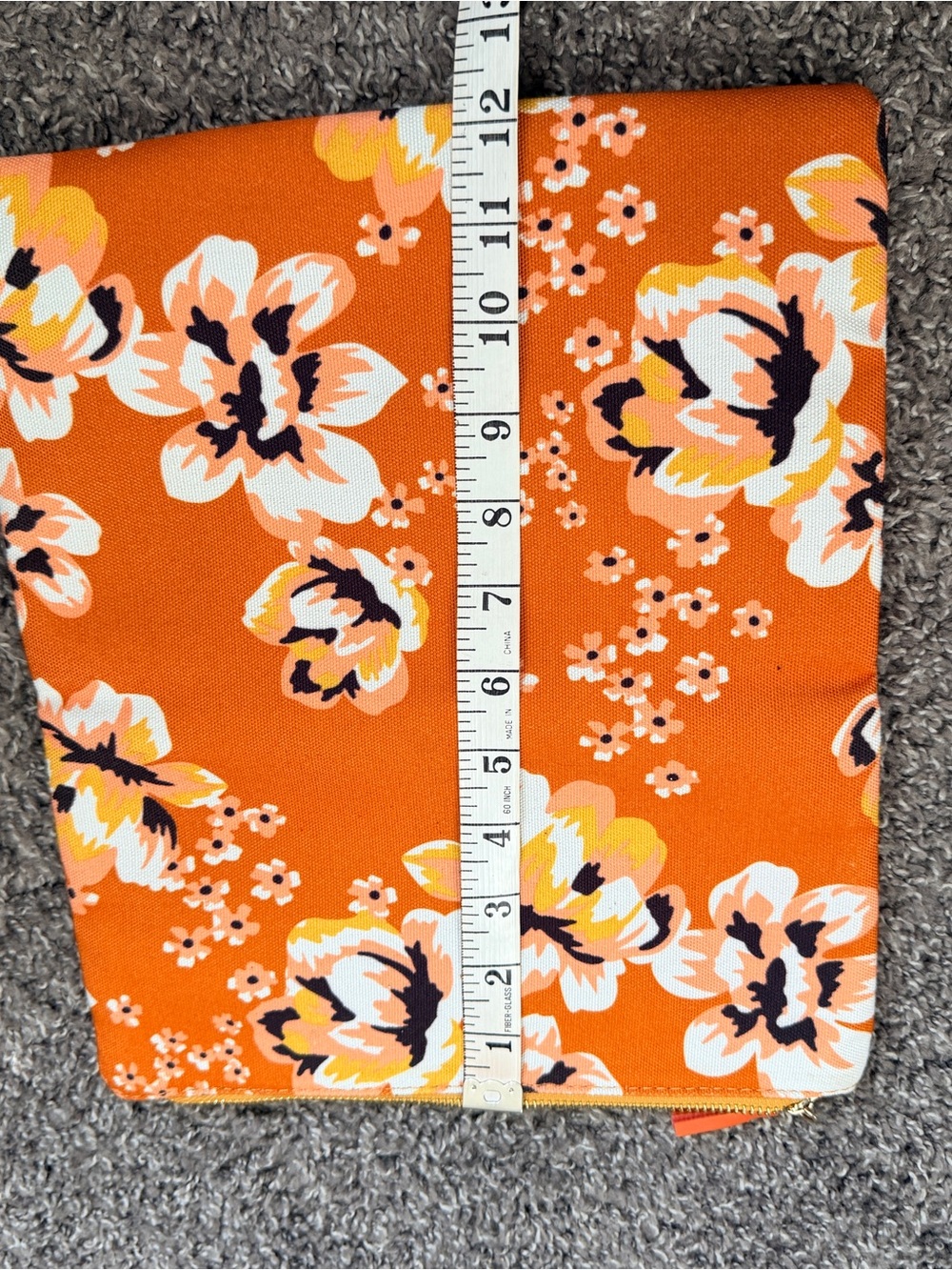Orange and Mustard Yellow Floral Foldover Clutch - Picture 11 of 12